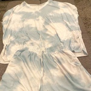 Light Blue TieDye Shorts/Short Sleeve Lounge Set